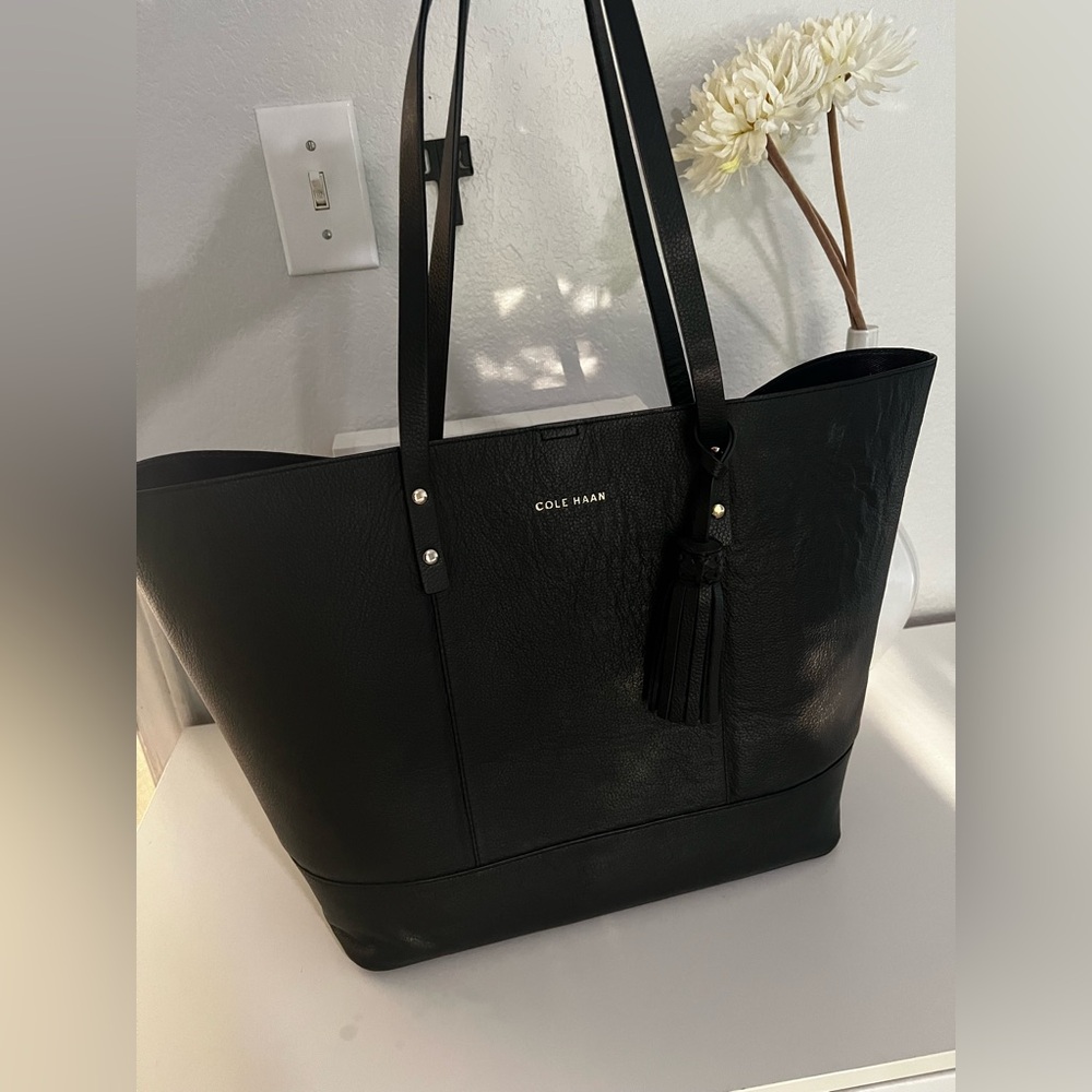 Cole Haan Black Structured Tote Bag